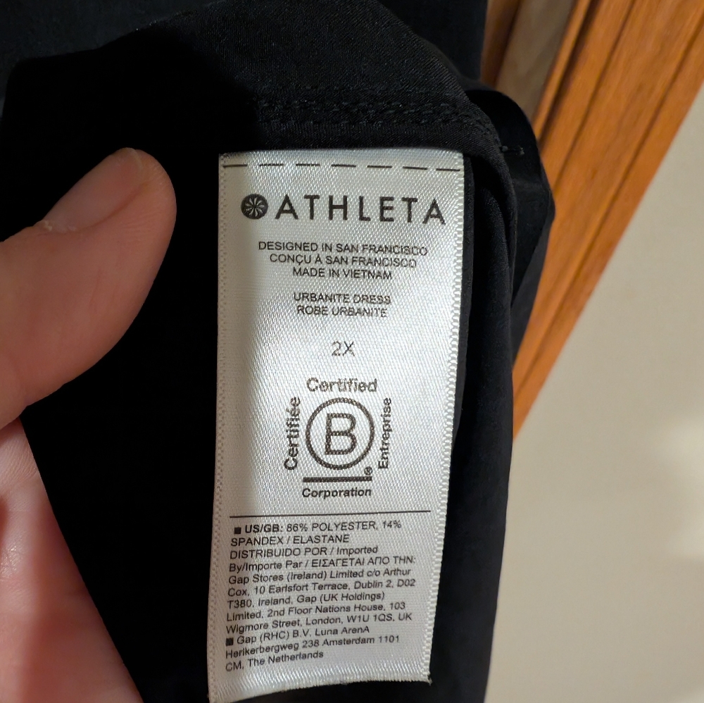 Athleta Black Long-Sleeve Tie-Waist Midi Dress - Picture 6 of 6